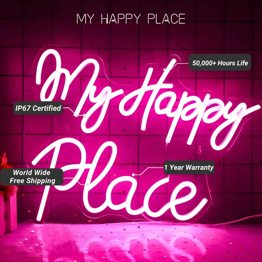 My Happy Place Neon Sign LED Sign Club