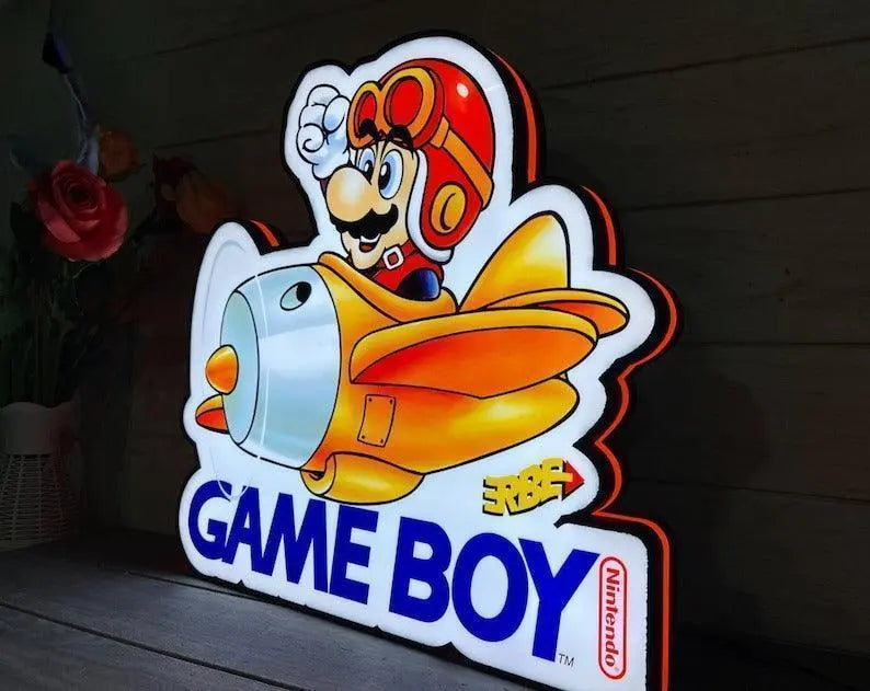 Classic Gameboy Super Mario LED Light Box, Perfect for Game Room, Super Mario Sign for Man Cave, Functional Dimmer, 5V, USB Plug In FYLZGO Signs