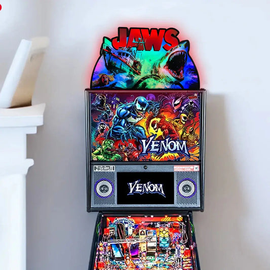 Jaws Pinball Topper, Designed for Stern Jaws Pinball 3D printed lightbox housing with RED Halo effects, LED, Dimmable, and USB powered FYLZGO Signs