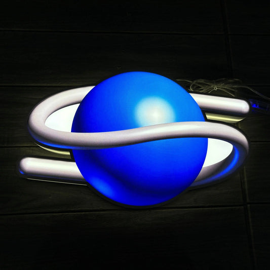SEGA Saturn Multiversal Government Logo 3D LED Light Box FYLZGO Signs