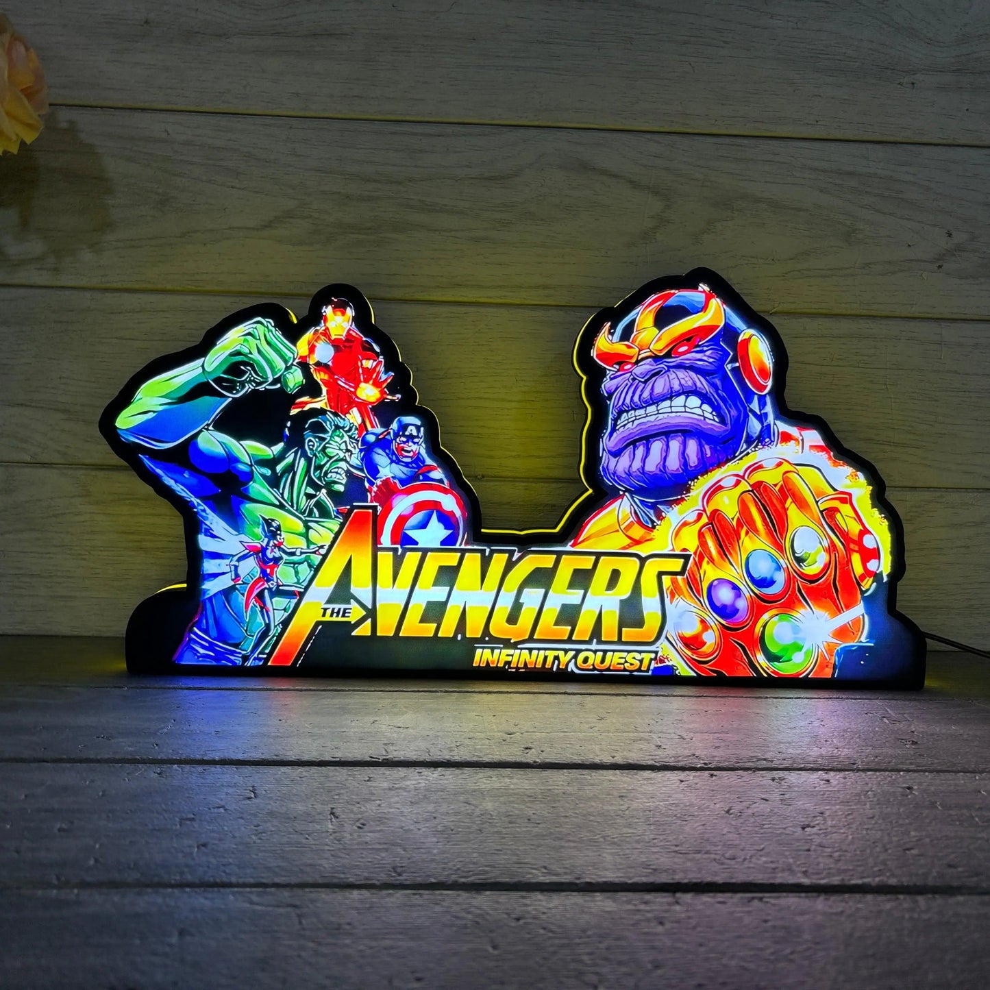 Super Hero Pinball Topper 3D Printed Lightbox, Arcade Pinball Machine Accessory,LED Light Box for Avengers Infinity Quest Fans FYLZGO Signs