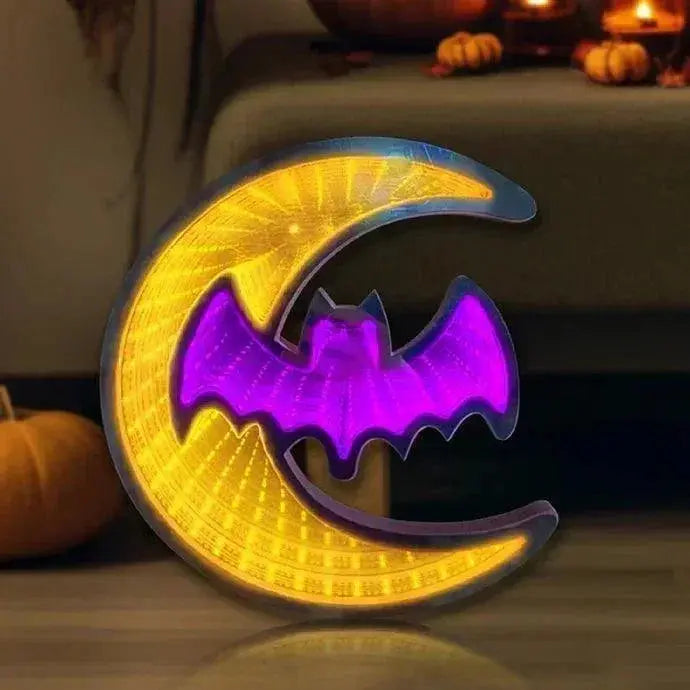 Moon Bat Horror Neon Halloween Decoration FYLZGO Signs