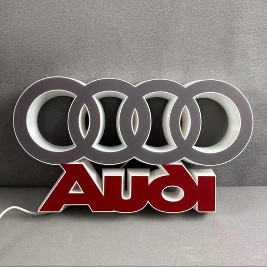 Audi LED Logo Lamp High-Quality Car Decor Great Gift for Audi Enthusiasts FYLZGO Signs