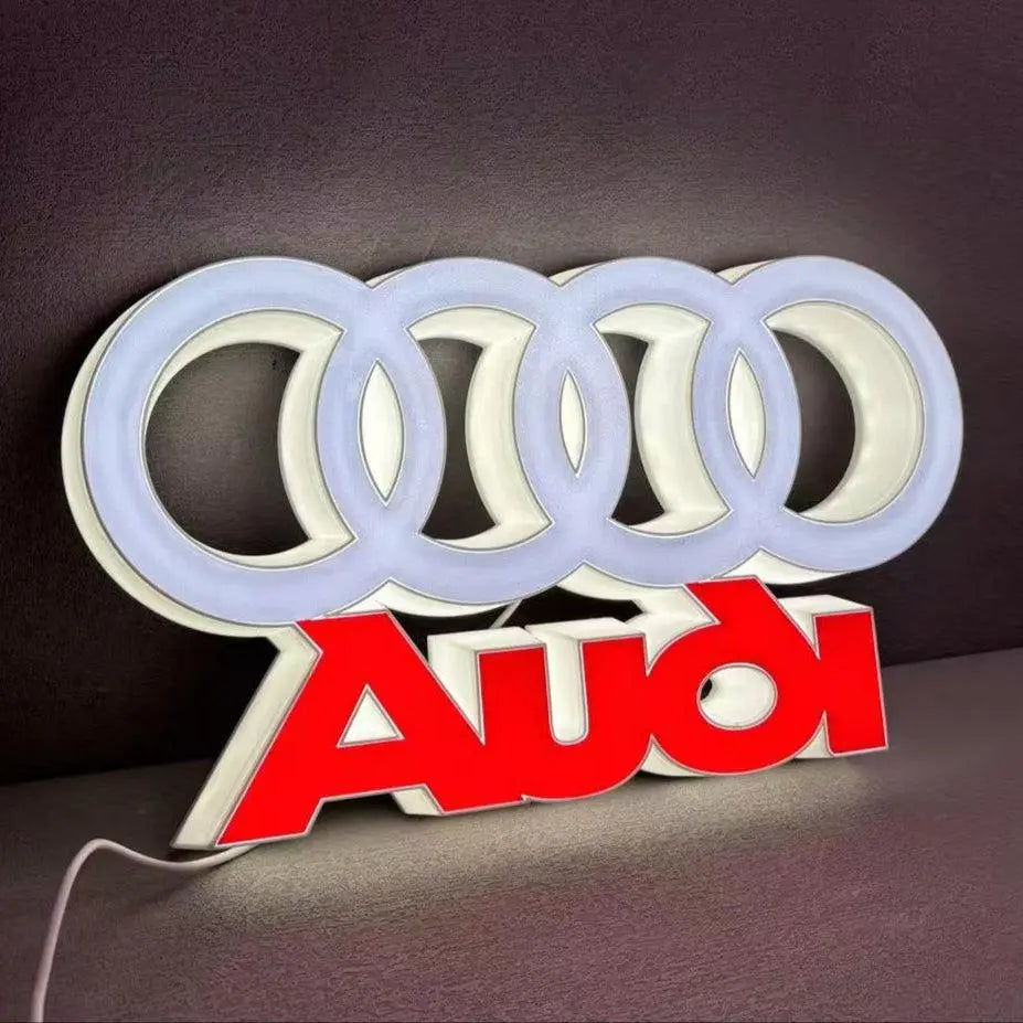 Audi LED Logo Lamp High-Quality Car Decor Great Gift for Audi Enthusiasts FYLZGO Signs