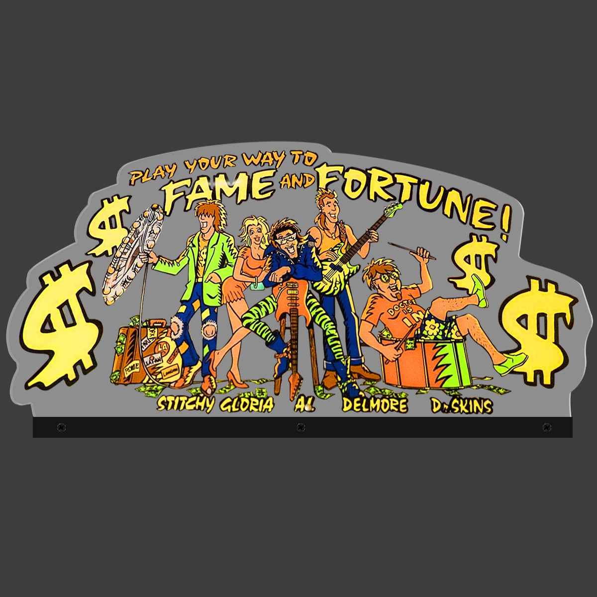 AL'S GARAGE BAND GOES ON A WORLD TOUR Pinball Topper 3D Acrylic LED Topper, For Pinball Machine, Pinball Topper