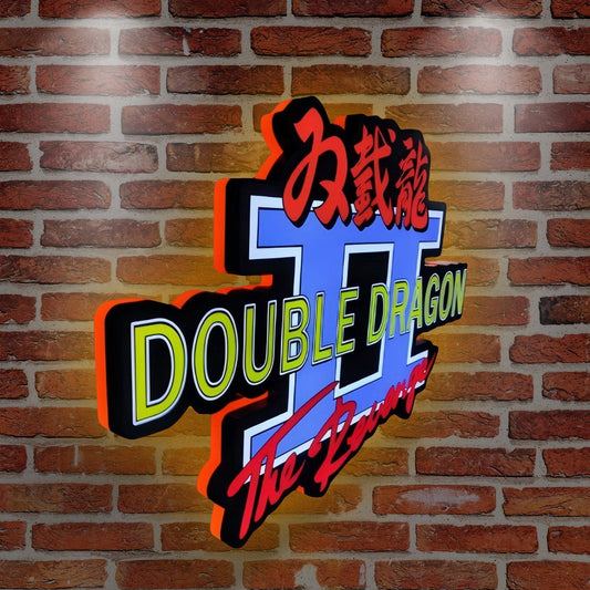 Custom Double Dragon II The Revenge Logo LED Nightlight 3D Print Desktop Lightbox Signs RGB FYLZGO Signs