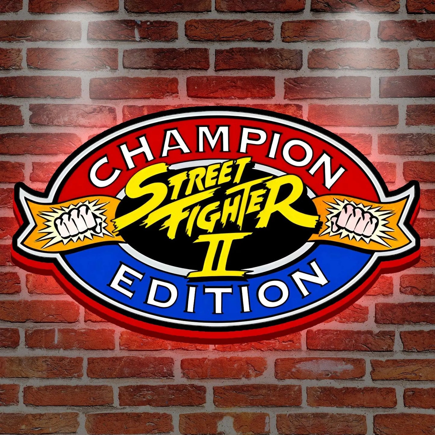 Street Fighter II Champion Edition 3D Printed LED Lightbox for Gaming Room Decor FYLZGO Signs