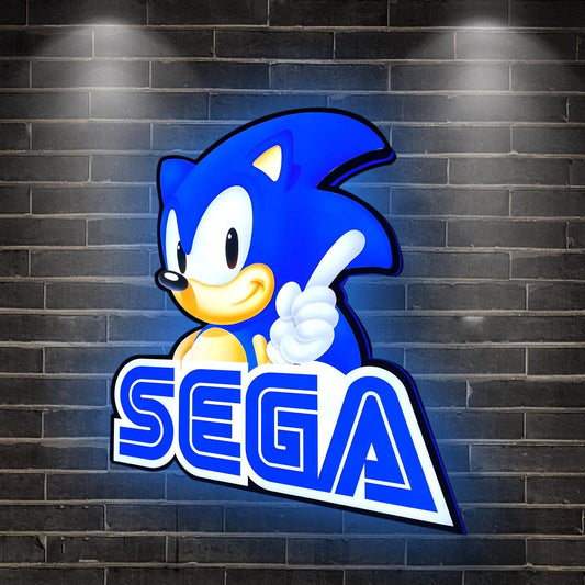 Sonic the Hedgehog SEGA Logo 3D LED Light Box, SEGA Sign Lightbox, Perfect for Game Room, Bedroom, Functional Dimmer, 5V, USB Plug In FYLZGO Signs