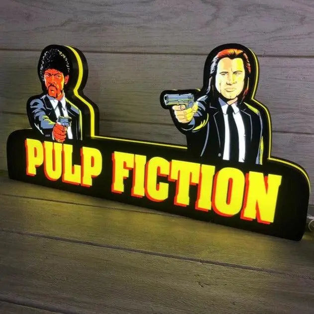 Pulp Fiction Pinball Topper Vincent & Jules 3D Printed Dome Light LED Light Box for Pinball Machine, Game Room Decor Illuminate Your Game Room FYLZGO Signs