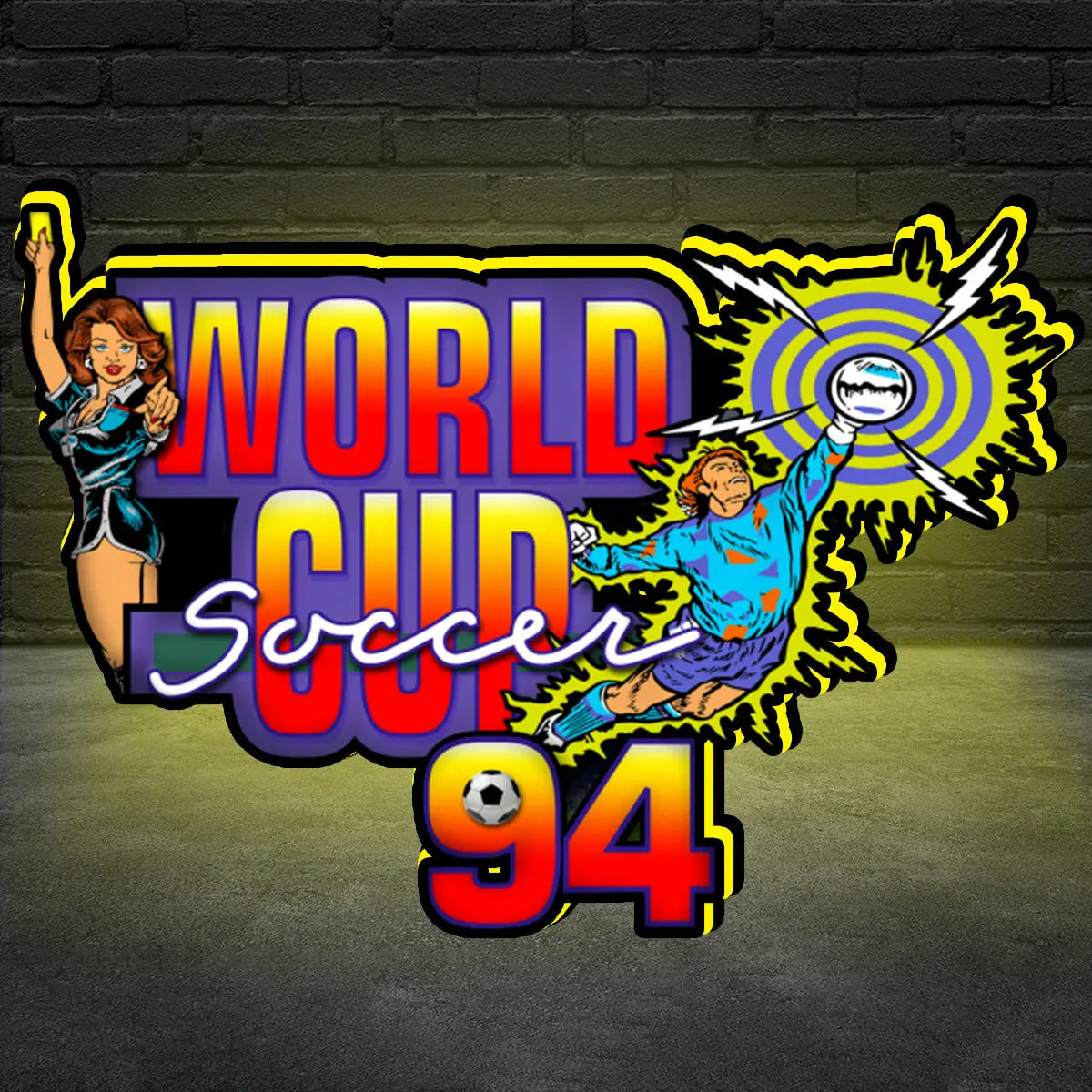 World Cup Soccer 94 Logo 3D Printed Lightbox Powered by USB Band Dimm Man's Cave FYLZGO Signs
