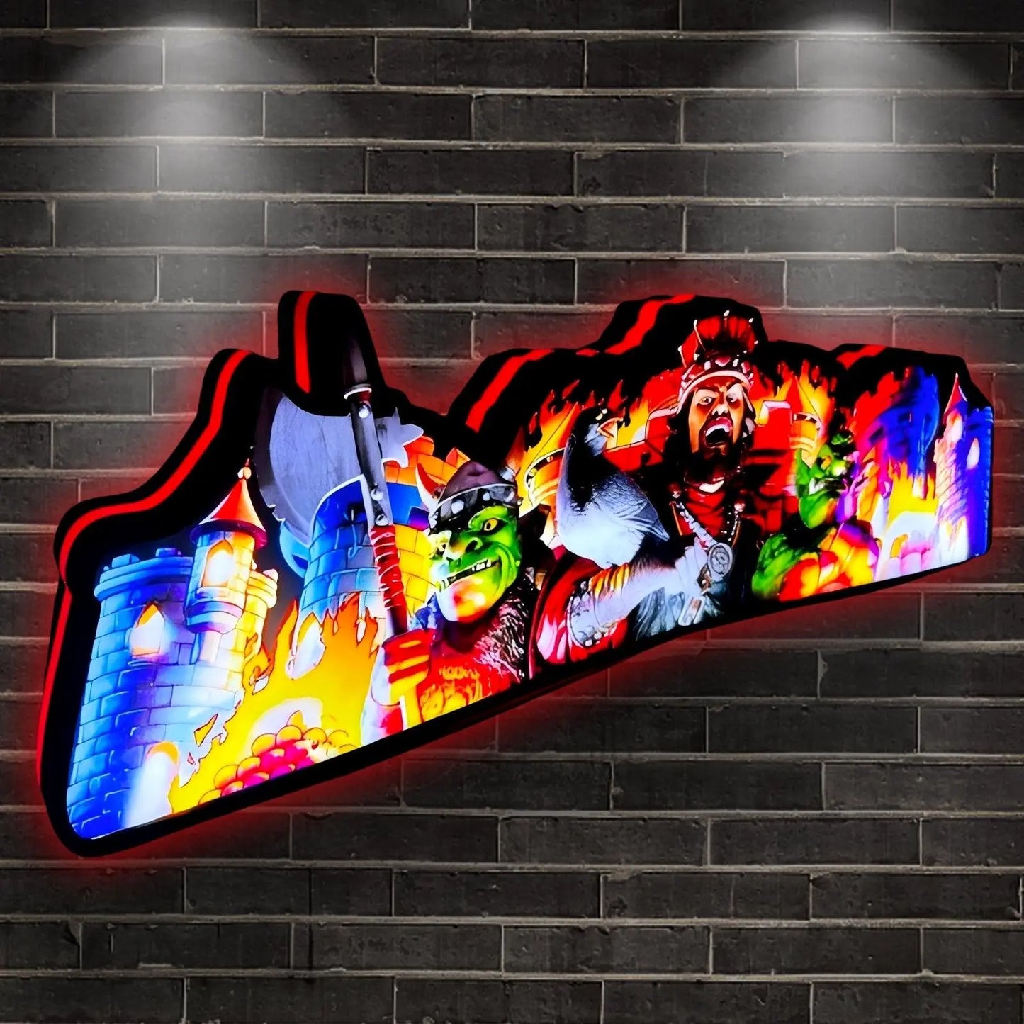 Medieval Madness Pinball Topper LED Lightbox Fire Inspiration, Pinball Arcade Decor, Perfect for Game Room or Pinball Machine FYLZGO Signs