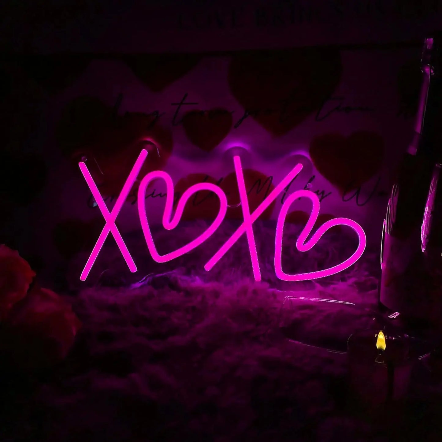 XOXO Valentines Day Neon Sign Heart USB Powered LED Neon Light for Room Wall Decor FYLZGO Signs