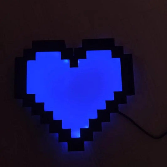 Pixel Heart Lamp Remote-Controlled RGB Illuminated Pixel Heart Shape - Color-Changing Decorative Light Game Room Night Lamp Light Box FYLZGO Signs