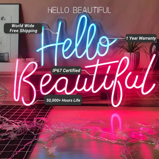 Hello Beautiful Neon Sign LED Sign Club