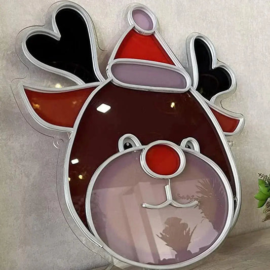 Christmas Reindeer LED Neon Sign 21 x 20 inches For Wall Hangings Indoor and Outdoor FYLZGO Signs