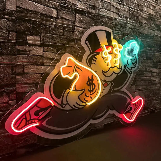 Neon Sign Custom Money Bag Man Cave Neon Signs Living Room Decoration Signage Neon for Office Room Bar Club Wall Art Decor Signs FYLZGO Signs