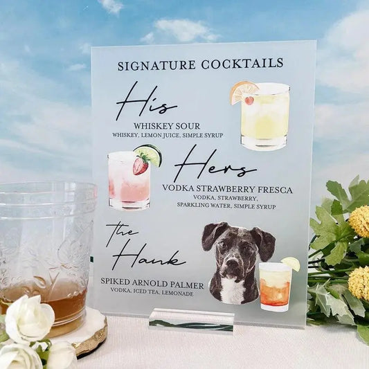 Signature Cocktails Acrylic Sign, Pet Signature Drink Bar Menu, Pet Wedding Bar Menu Base, Wedding Bar Sign, Acrylic Bar Menu FYLZGO Signs