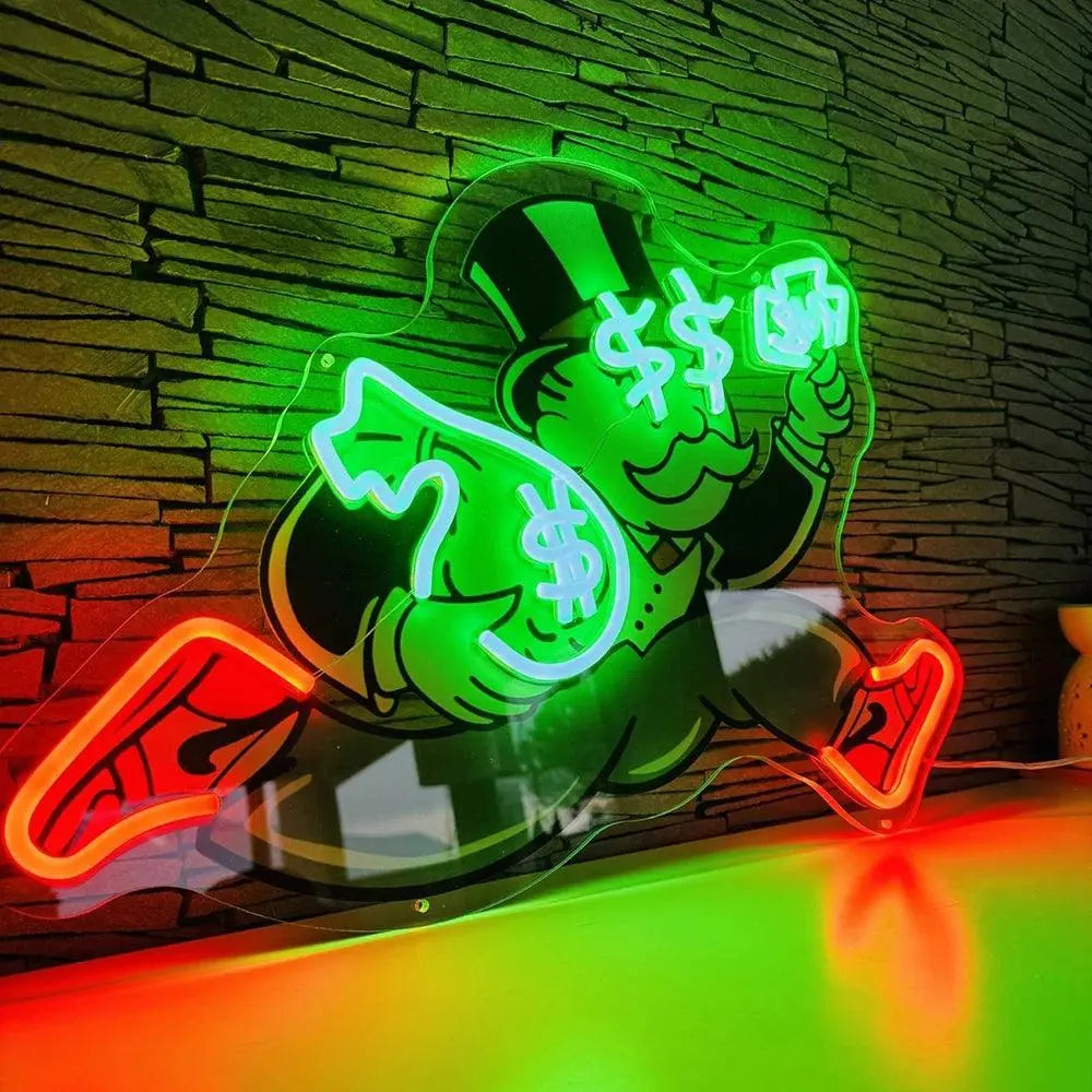 Neon Sign Custom Money Bag Man Cave Neon Signs Living Room Decoration Signage Neon for Office Room Bar Club Wall Art Decor Signs FYLZGO Signs