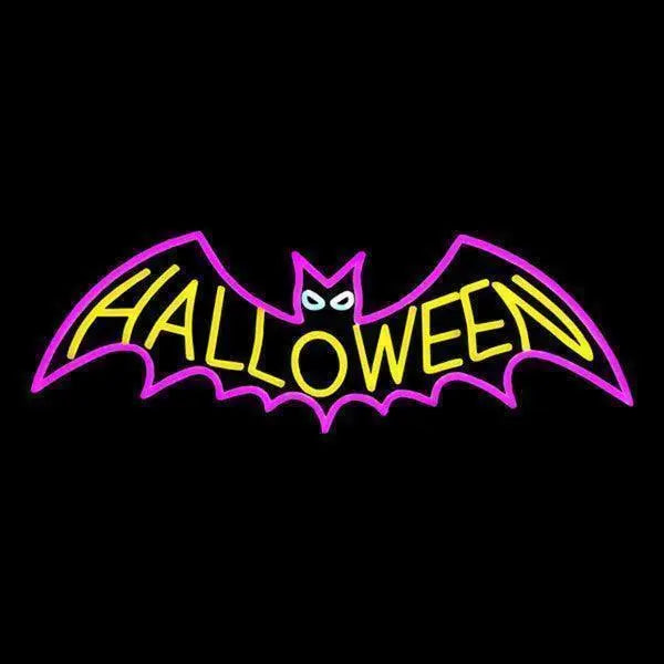 LED Neon Strip Light Halloween Bat Decoration - Lighted Sign - Pink and Yellow - 29 Inch LED Sign Club