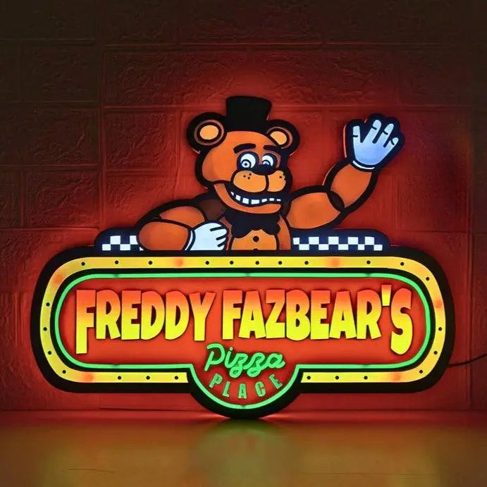 Freddy Fazbear's Pizza Place for Gaming Room Decor, Perfect for FNAF themed room and FNAF home decor, Powered USB, Fully Dimmable led FYLZGO Signs