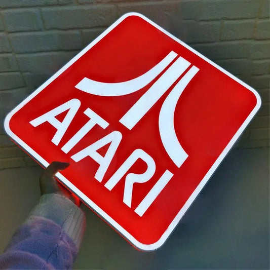 ATARI Sign for Gaming Room Decor, USB Powered Extra Long Cable, Full Dimming Control, Include Both Adhesive & Non Adhesive Wall Mount Kit FYLZGO Signs