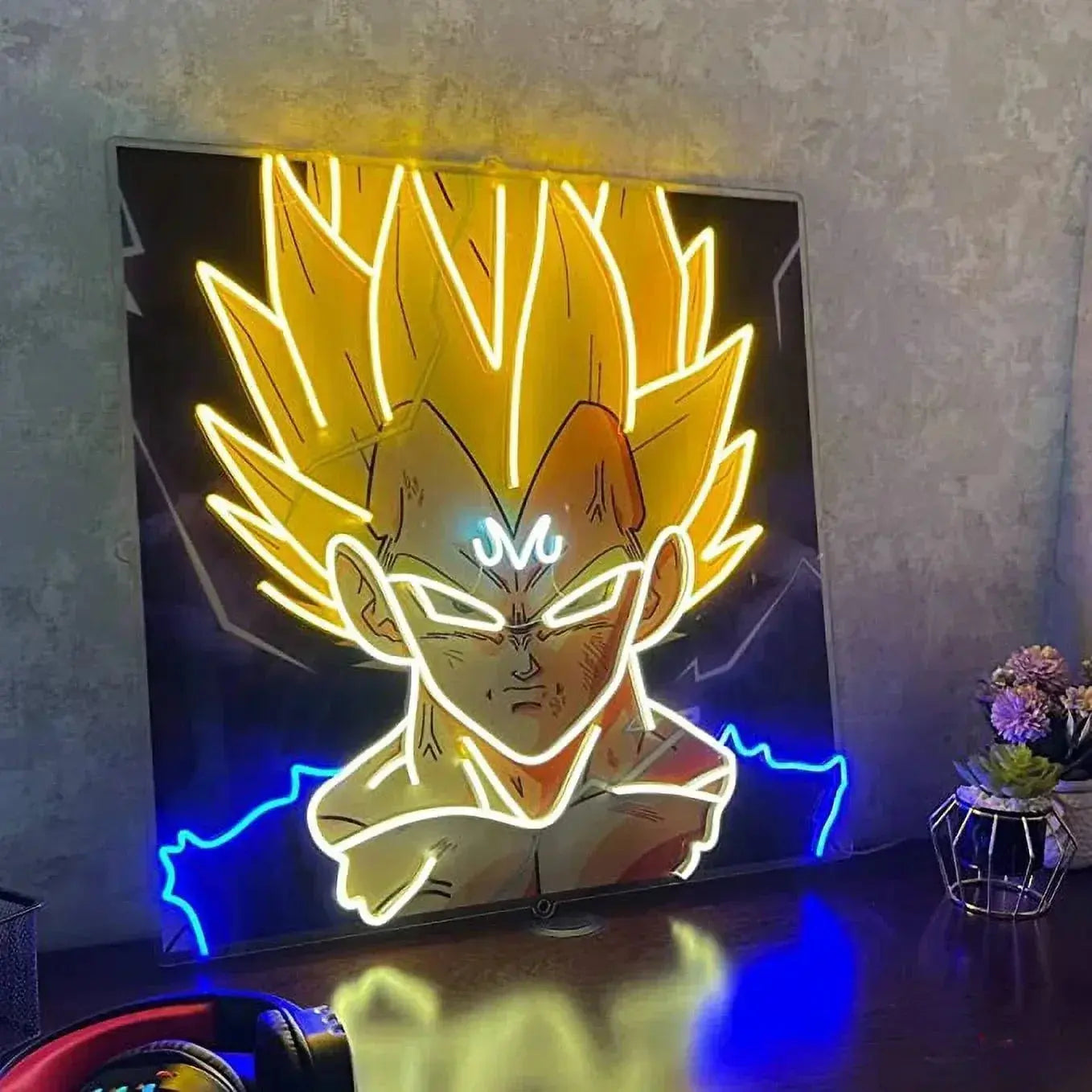 Anime Songoku Neon Sign, UV Printed LED Sign 20 x 20 inches, Gaming Decor for Boys,Kids With Dimmer Switch and Power Adapter FYLZGO Signs