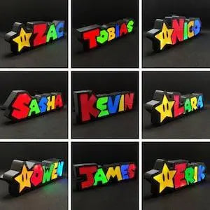 CUSTOM NAME Super Mario Style Neon LED Lightbox - FYLZGO Signs