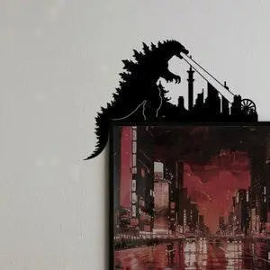 Godzilla Door Frame Topper Metal, Tokyo Dragon Door Topper, Metal Wall Art, Monster Lizard Door Hanging, Godzilla Wall Decor FYLZGO Signs