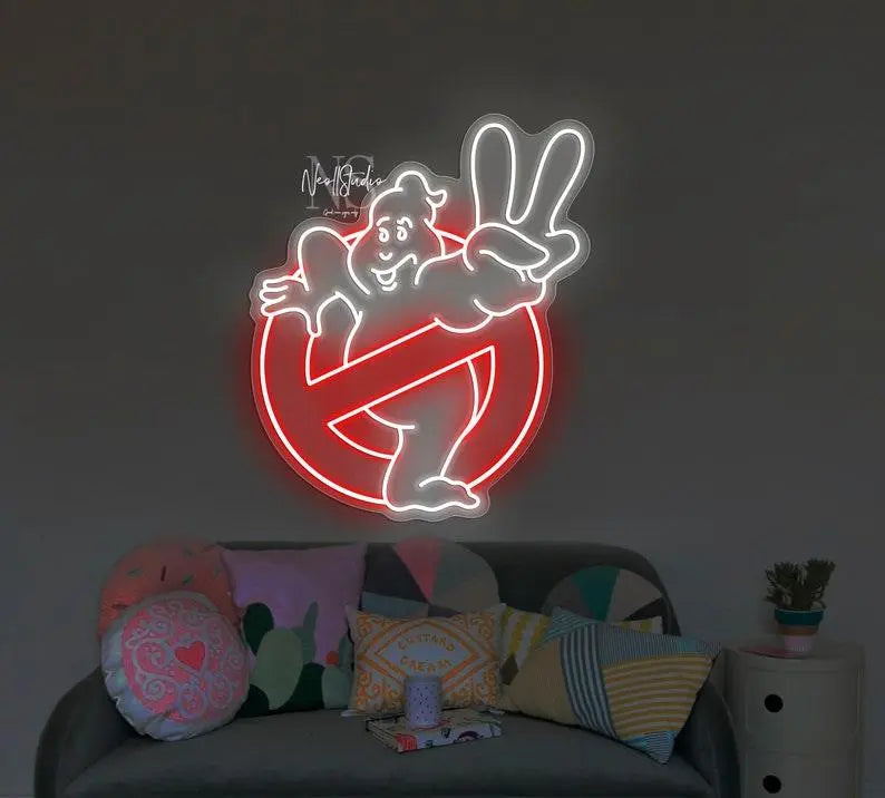 GHOSTBUSTERS 80s logo ghost, LED Neon Sign, Custom Neon, Neon Light FYLZGO Signs