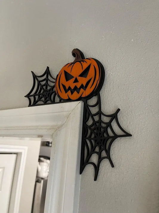 Halloween Door Corner Sign - Door Corner Decor - Halloween Decorating - Halloween Signs - Spider Web Decor - Halloween Color - Pumpkin FYLZGO Signs