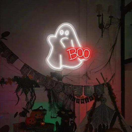 Ghost Boo Neon Sign, Boo Led Sign, Ghost Led Light, Halloween Ghost Sign, Halloween Party Led Sign, Halloween Decor Bedroom, Gift For Kids FYLZGO Signs