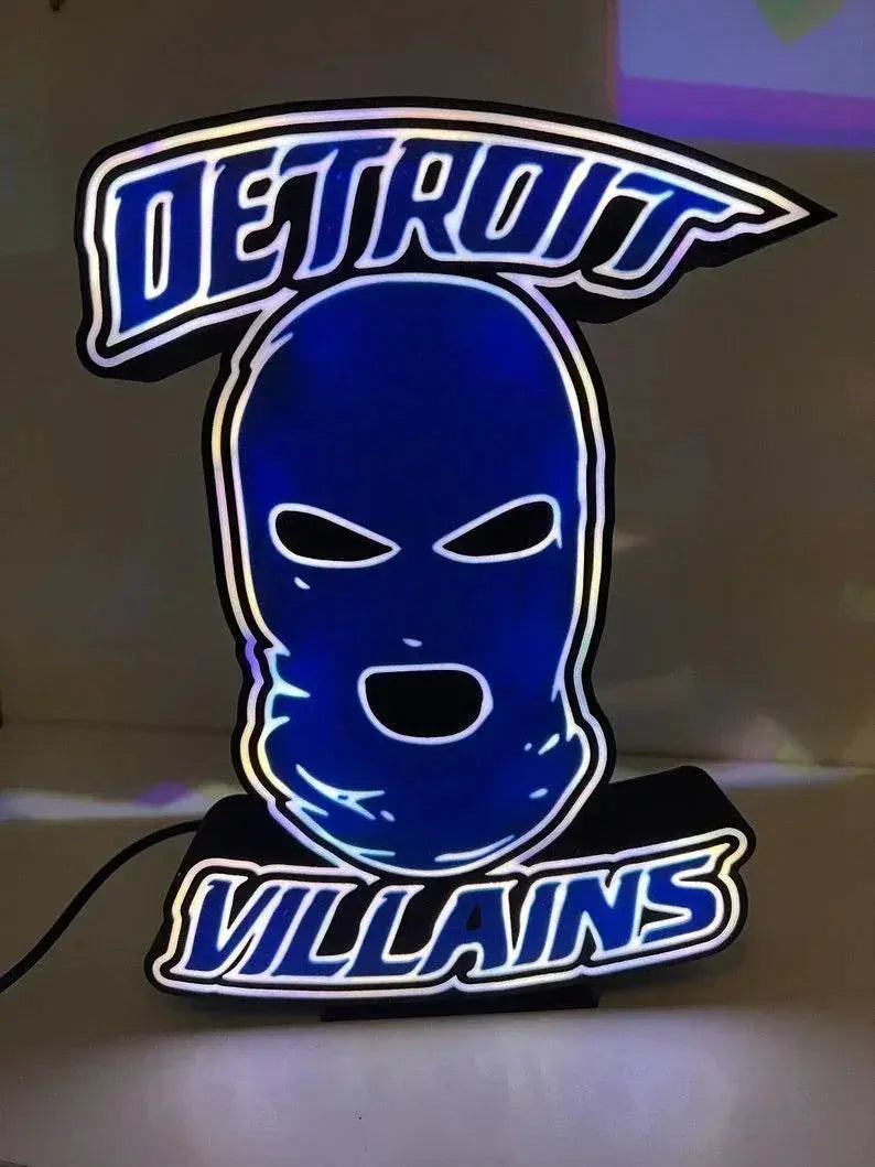 Detroit Lions LED Sign, Wall Decor, Football Sign, NFL, Gift for Him, Mancave Villains FYLZGO Signs