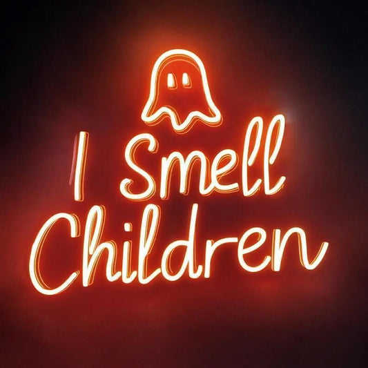 I Smell Children Halloween Neon Sign Decoration | Ghost LED Light | Kid's Room Decor| Indoor Outdoor Neon Sign | Halloween Wall Art Decor FYLZGO Signs
