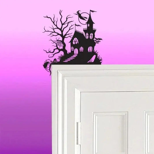 Halloween Themed Metal Door Frame Topper | Door Frame Corner Sign | Halloween Decor | Spooky House | Haunted Witch Spider Ghost FYLZGO Signs