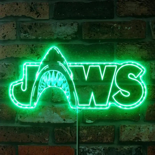 Jaws Chroma Shape Light Sign, Custom Home theater Wall Art Night Light, Neon Colors Transition Wall Plaque FYLZGO Signs