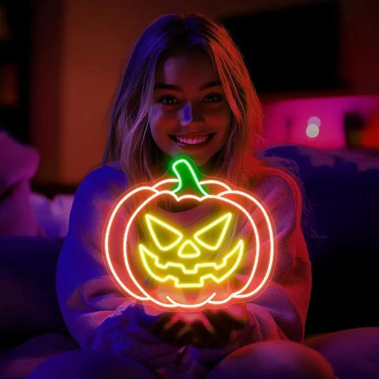 Pumpkin Neon Sign, Halloween Neon Sign, Halloween Party Sign, Pumpkin Decor, Spooky Neon Sign, Halloween Decor, Trick Or Treat Sign FYLZGO Signs