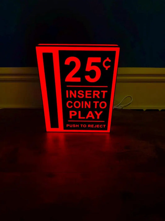 Insert Coin Arcade and Pinball LED Sign: 3D Printed Mancave Decor FYLZGO