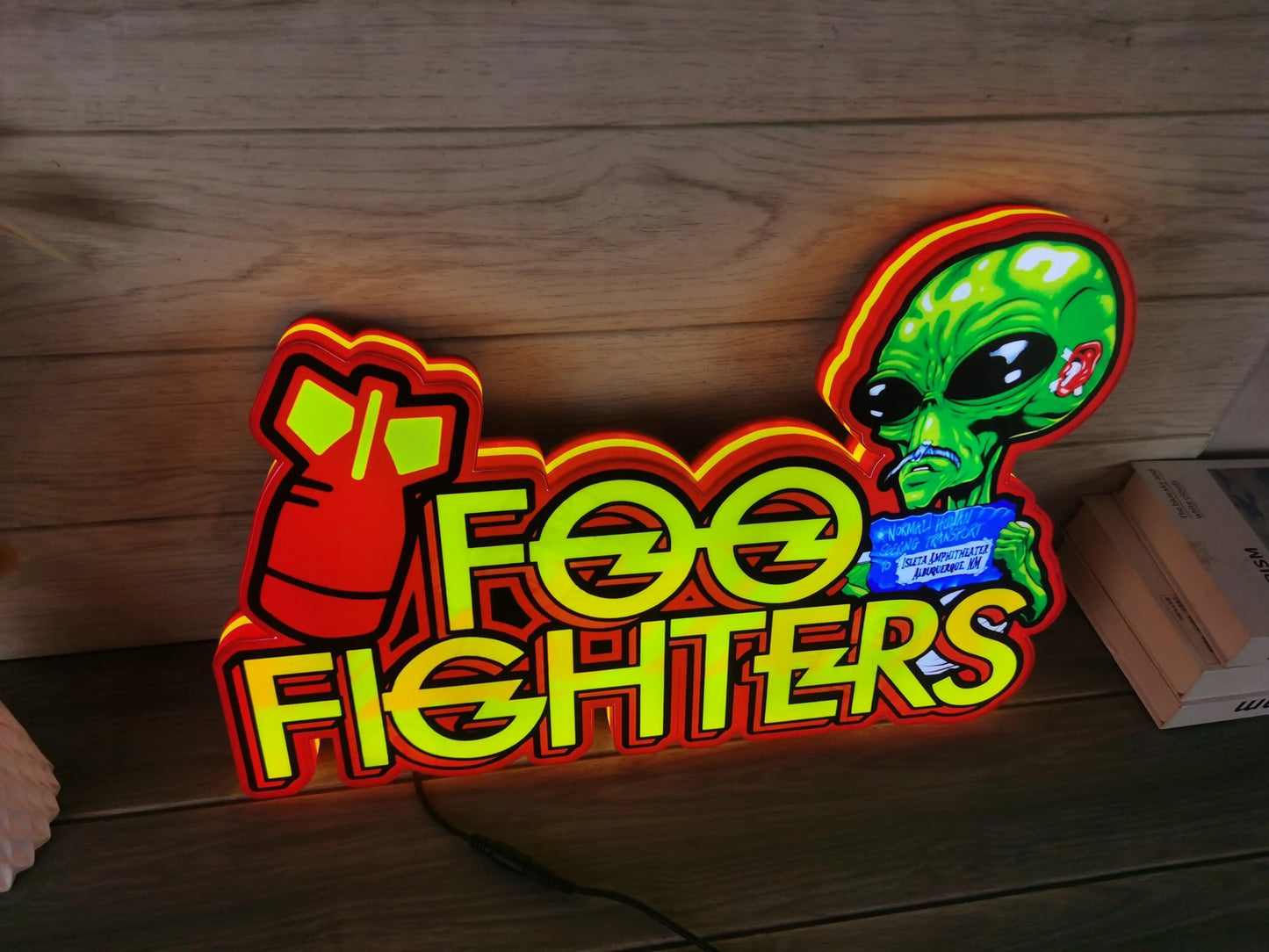 Custom Made Foo Fighters Pinball Topper LED Light Box, For Rock 'n' Roll Fans, Pinball Arcade Decor, Gameroom Decor FYLZGO Signs