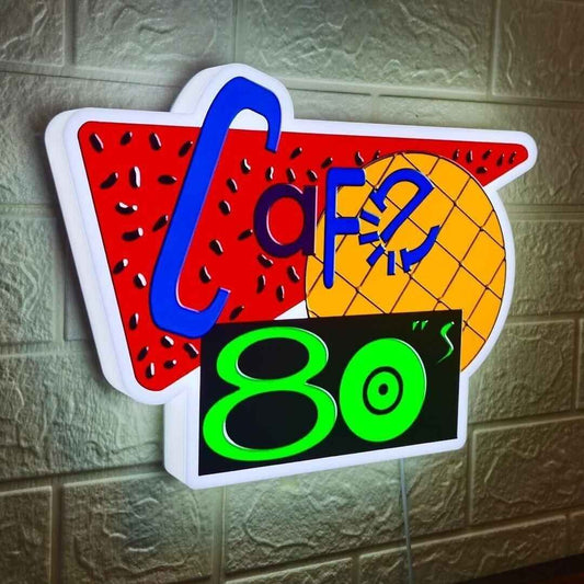 Cafe 80s 3D Printed LED Sign Powered by USB Back to the Future For the Fans