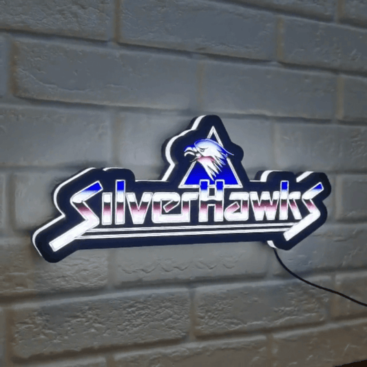 SilverHawks 3D Printed LED Sign Quicksilver Thundercats 80's Classic Mancave 3d Lightbox - FYLZGO Signs