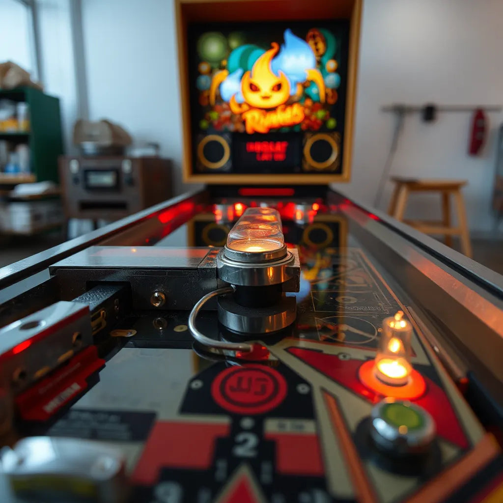 Illuminated pinball topper with neatly routed cables above the playfield