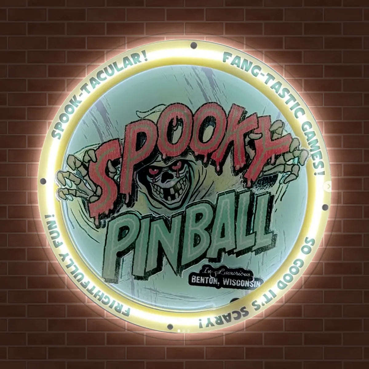 Spooky Logo Neon Sign UV-Printed Neon Sign Pinball Machine Topper for Pinball Game, Game Room Decor FYLZGO Signs