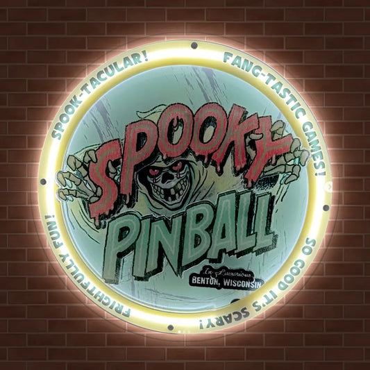 Spooky Logo Neon Sign UV-Printed Neon Sign Pinball Machine Topper for Pinball Game, Game Room Decor FYLZGO Signs