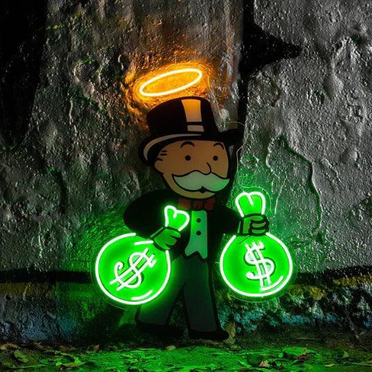 Monopoly Money Bag Neon Signs UV Printed Neon Decor - NEOUNIK Signs