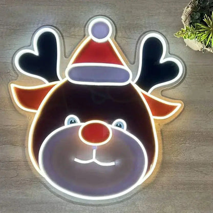Christmas Reindeer LED Neon Sign 21 x 20 inches For Wall Hangings Indoor and Outdoor FYLZGO Signs