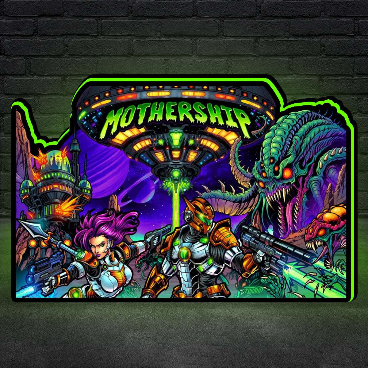 Mothership Pinball Topper for Pinball Machine, 3D Printed Lightbox USB Powered & Full Dimmable NEOUNIK Signs