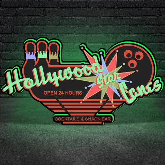 Hollywood Star Lanes Topper, 3D Printed Lightbox for Pinball Machine, The Big Lebowski, Powered by USB Band Dimm Wall Art Decor Man's Cave FYLZGO Signs
