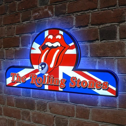 Rolling Stone Pinball Topper 3D Printed LED Light Box with Iconic Lips-and-Tongue Logo, Rock 'n' Roll Fun, Pinball Arcade Decor FYLZGO Signs