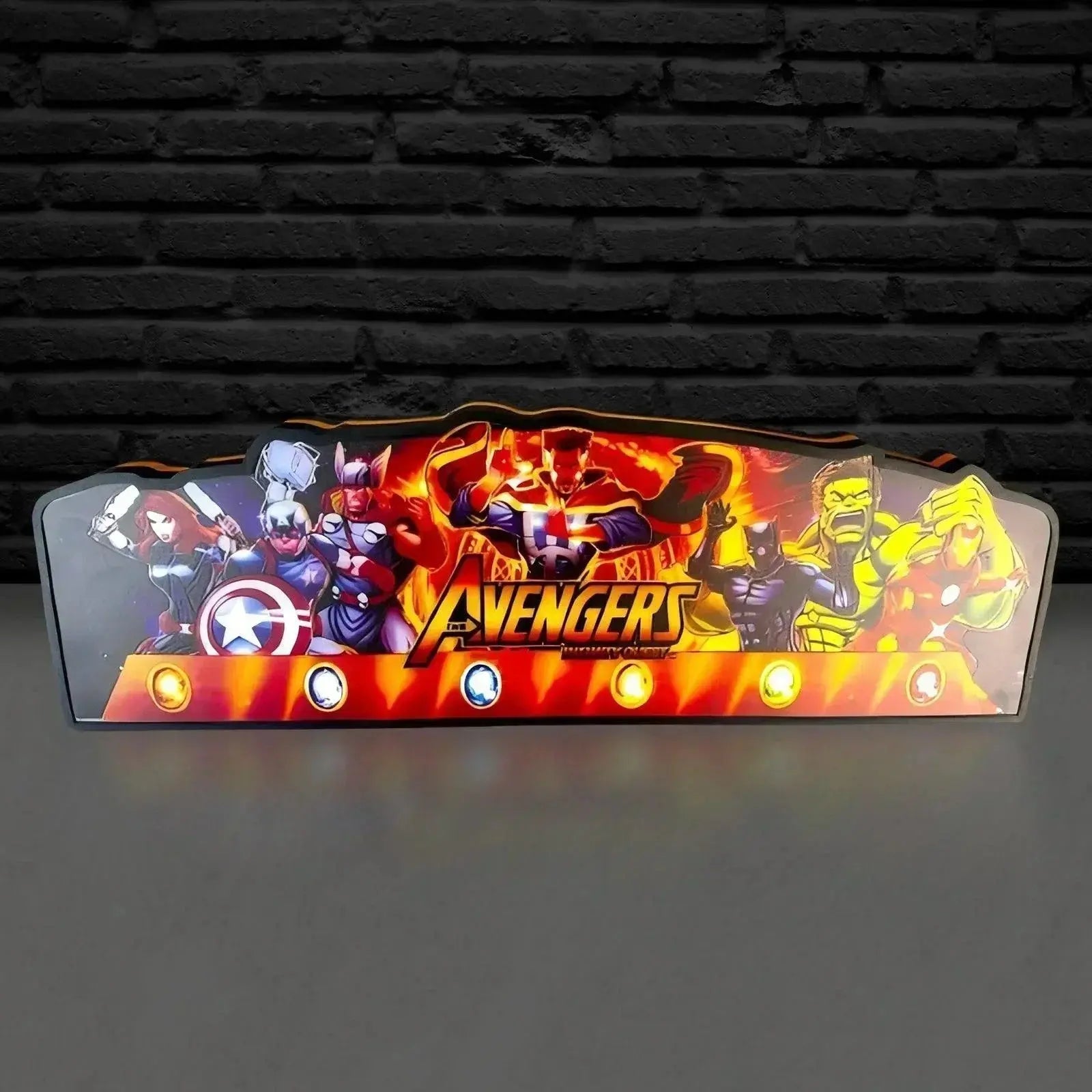 New Arrival Avengers Infinity Quest Pinball Topper 3D printed lightbox art Marvel LED, Dimmable, and USB powered FYLZGO Signs