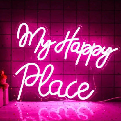 My Happy Place Neon Sign LED Sign Club